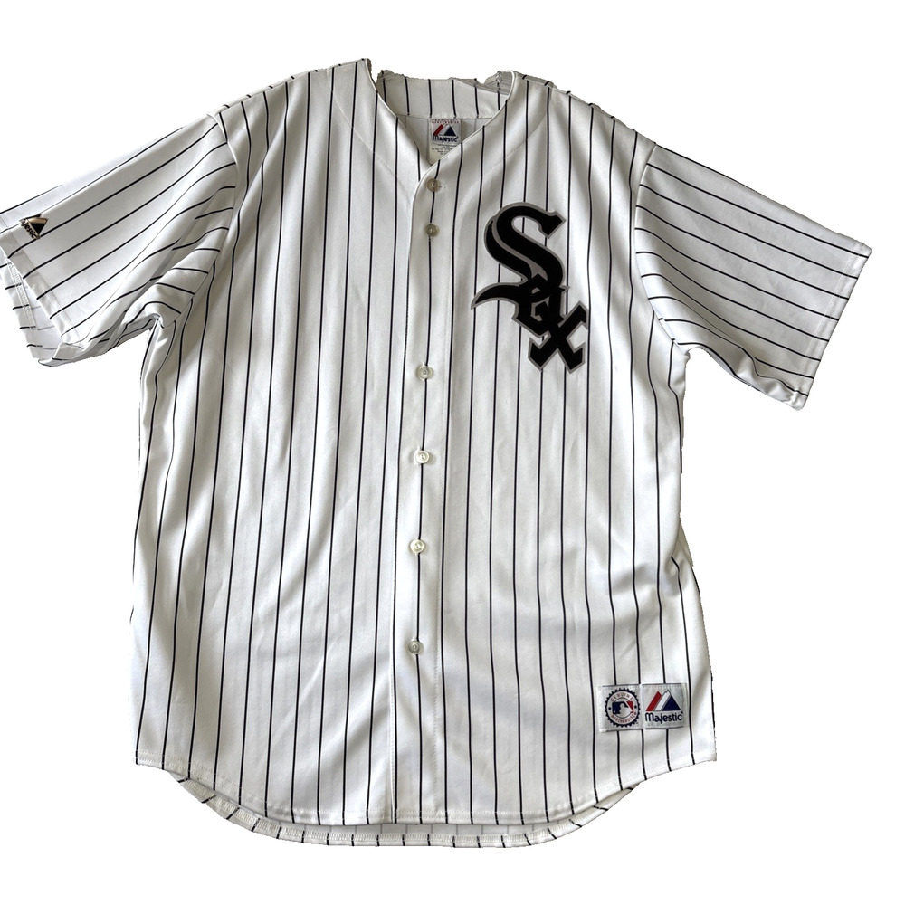 Majestic Chicago White Sox Jersey XL Pinstripe Button Front Logo USA
